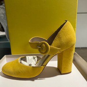 Boden Yellow Suede Evie Heels, size 39.5